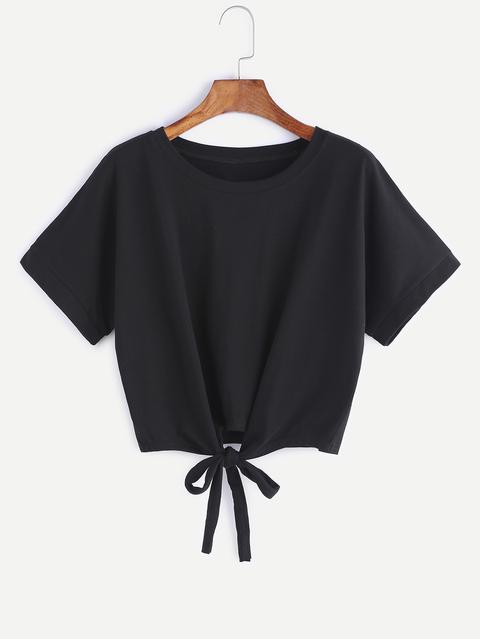 Black Tie Anteriore Crop T-shirt