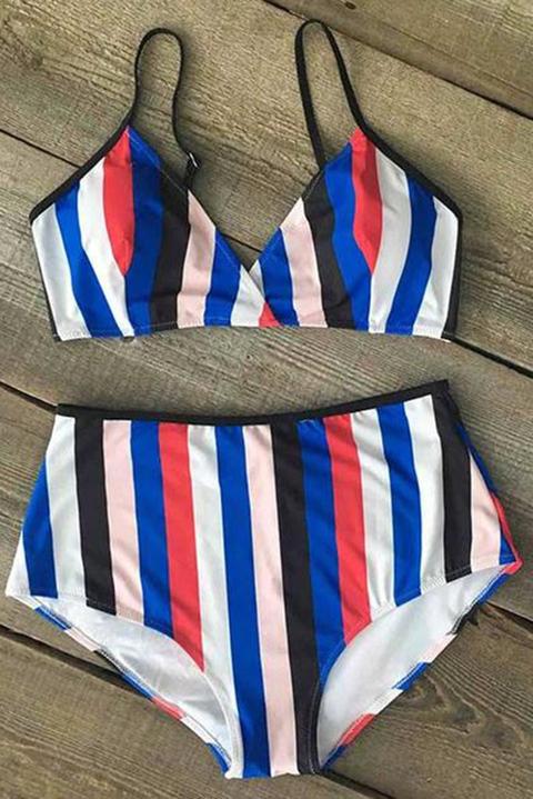 Cupshe Color The Coastline Stripe Bikini Set