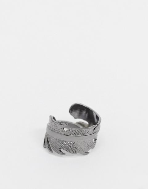 Icon Brand Wrap Around Feather Ring In Silver