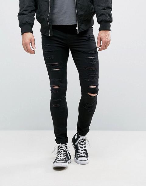 New Look - Jeans Extreme Skinny Neri Con Strappi - Nero