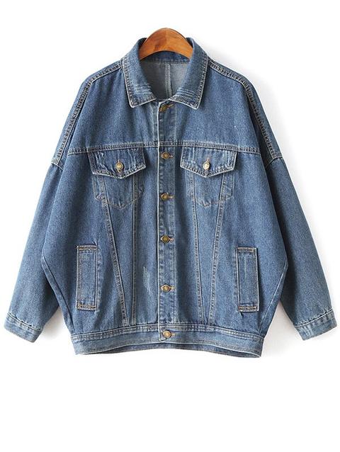 Batwing Sleeve Denim Boyfriend Jacket