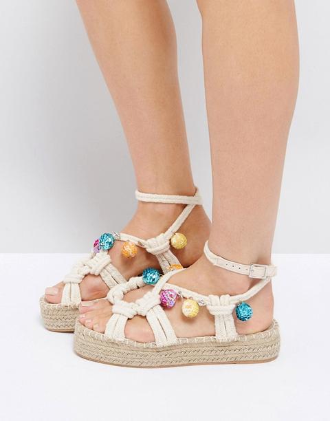 Sandalias Estilo Alpargatas Con Pompones Y Lentejuelas Jamaica De Asos