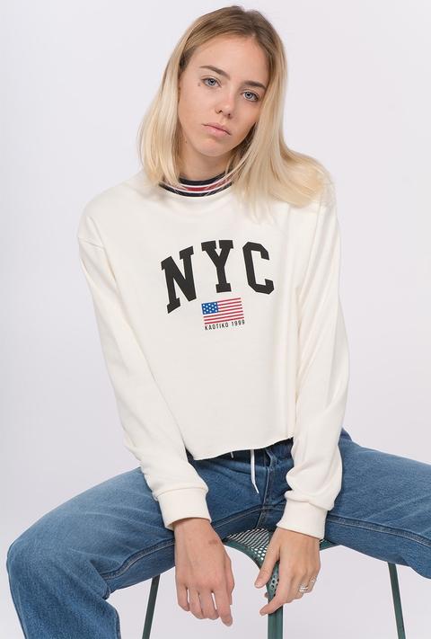 Sudadera Corta "nyc" Crudo