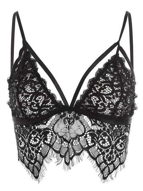 Bralette In Pizzo Smerlato Con Lacci