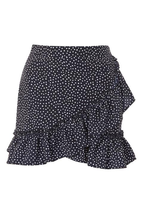 Polka Dot Frill Mini Skirt