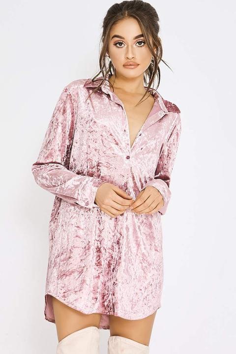 Pia Mia Pink Velvet Shirt Dress from In 