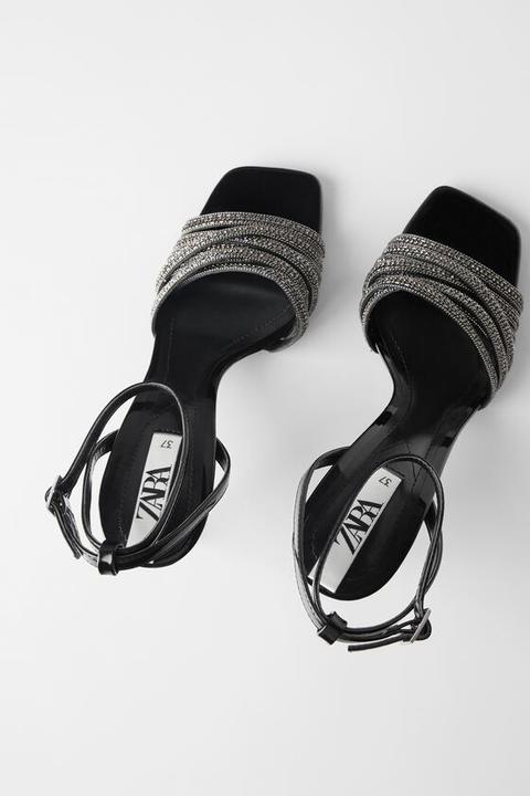 Shiny Beaded High-heel Sandals