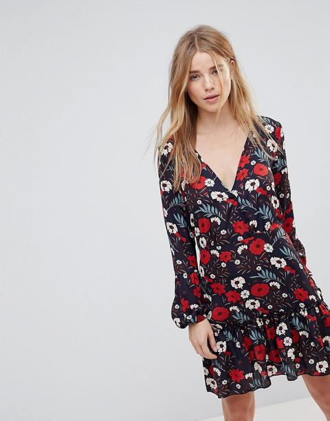 Vestido Cruzado Con Estampado Floral De Parisian