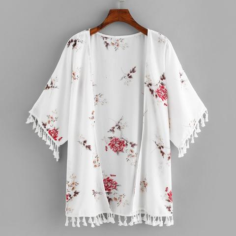 Kimono Florals Trim Fringe