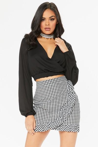 Melissa Black Wrap Front Top