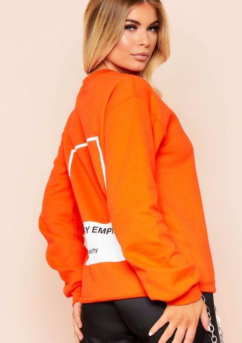 Sophie Neon Orange Missy Empire Graphic Oversized Sweatshirt