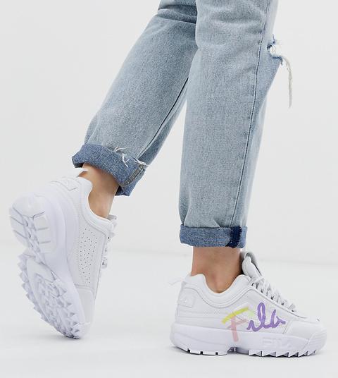 fila disruptor script silver