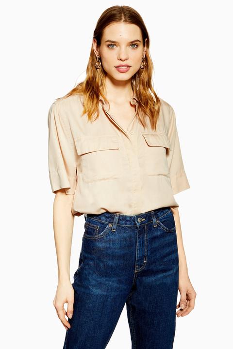 Womens Short Sleeve Shirt - Stone, Stone