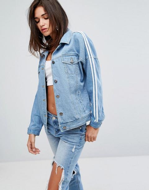 Daisy Street - Giacca Trucker Di Jeans Con Righe Sportive - Blu