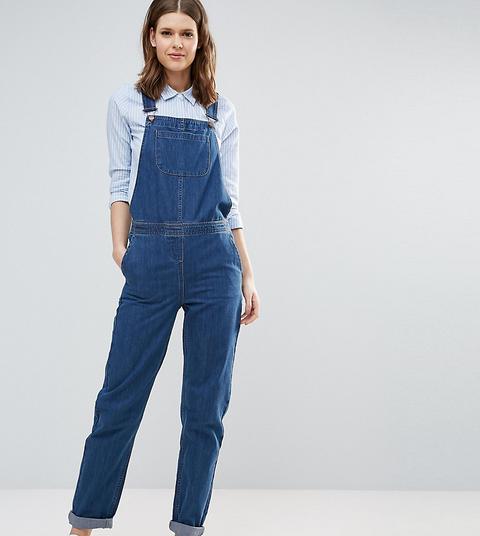 Asos Tall - Salopette Di Jeans Stone Wash Blu - Blu