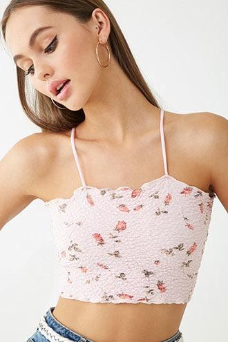 Forever 21 Floral Print Cropped Cami , Pink
