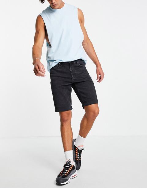 Calvin Klein Jeans Slim Fit Denim Shorts In Black