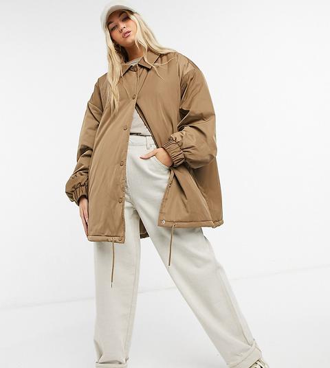 Collusion Oversized Coach Jacket In Tan-neutral