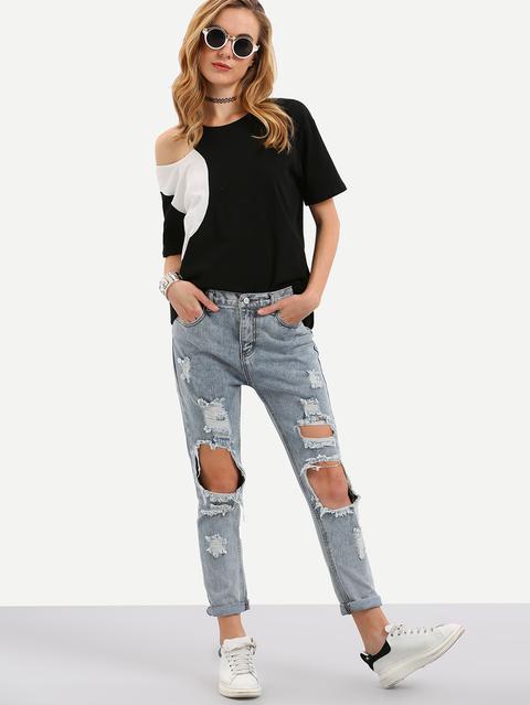 Grey Ripped Denim Pant