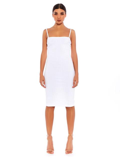 Lissy Roddy X Pd Vibin' White Ribbed Square Neck Cami Midi Dress