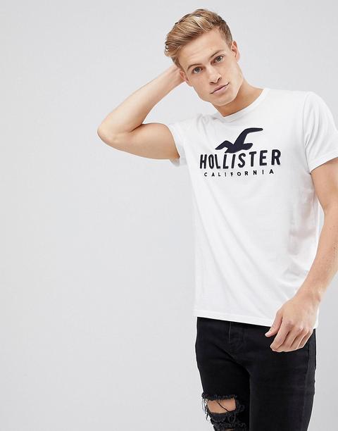 Camiseta Con Logo Grande En Blanco De Hollister