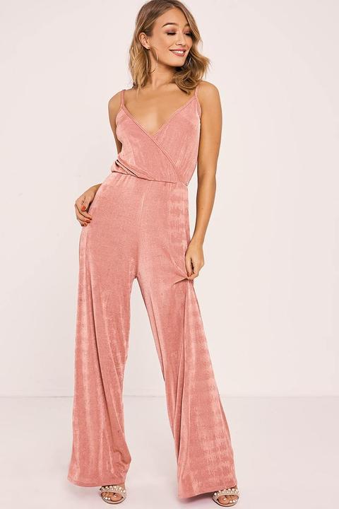 Nude Jumpsuits - Zurie Rose Slinky Wrap Front Jumpsuit