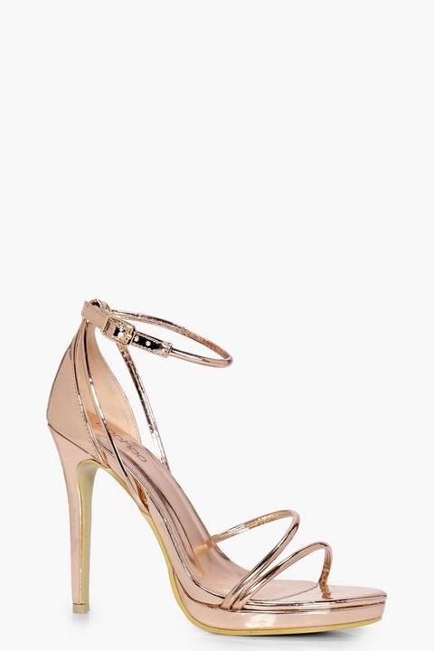 Metallic Platform Cross Strap Heels