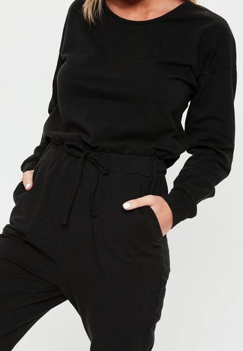 black casual loungewear jumpsuit