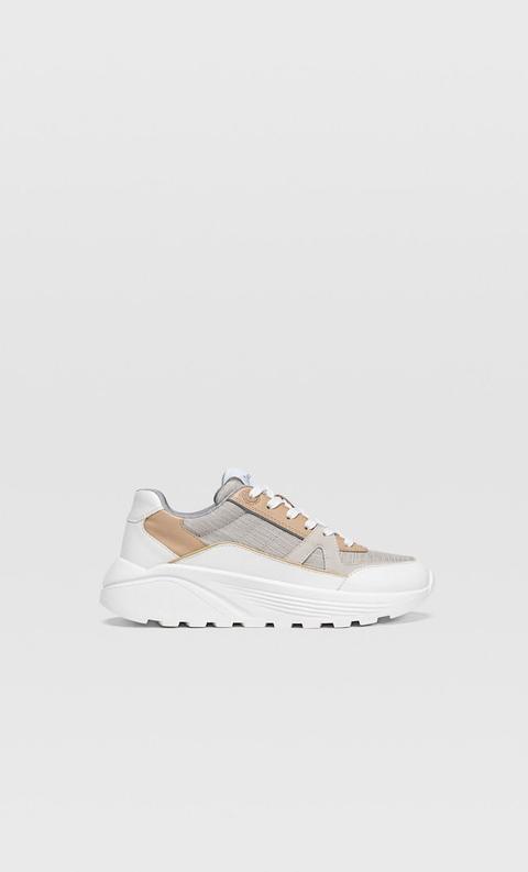 Stradivarius Baskets Compensées Combinées Femme Blanc 35