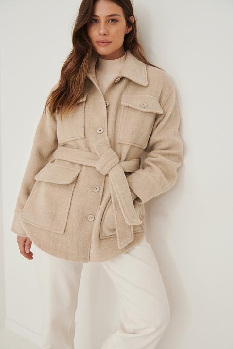 Na-kd Trend Belted Jacket - Beige