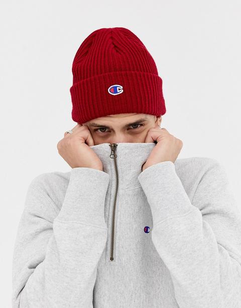 Gorro Con Logo Pequeño En Burdeos De Champion-rojo