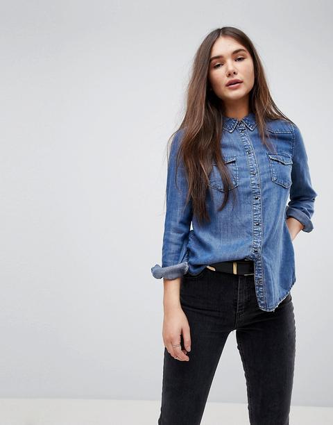 Only - Camicia Di Jeans Aderente - Blu