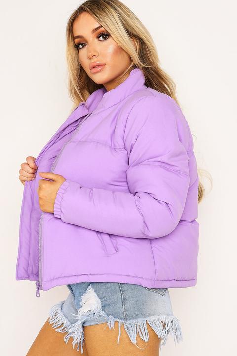 purple padded coat