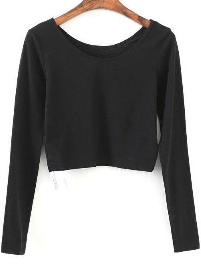 Black Long Sleeve Crop T-shirt