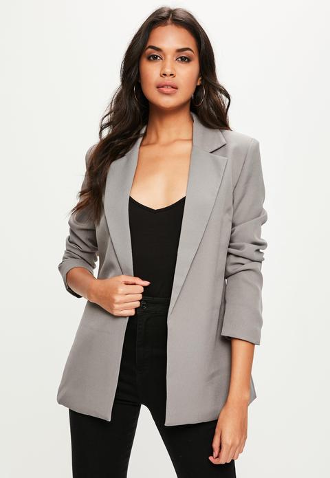 Grey Long Line Blazer