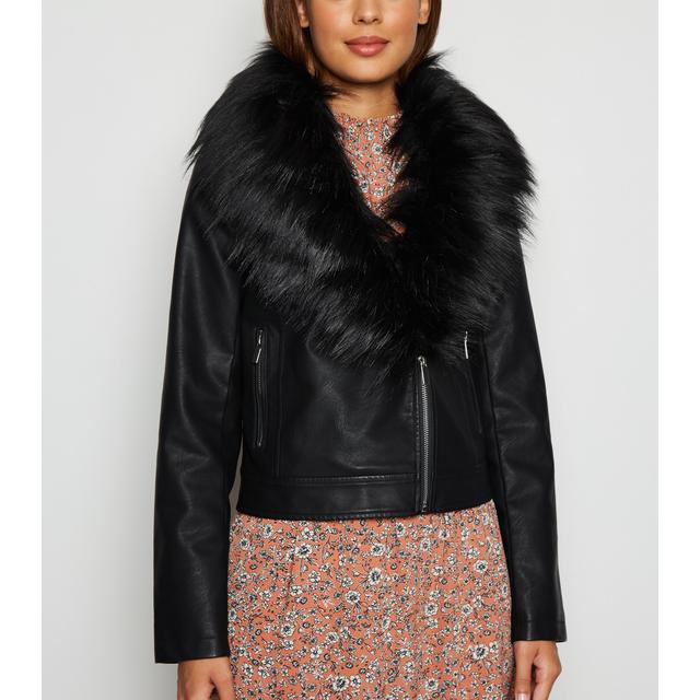 black fluffy leather jacket