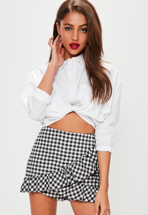 Black Gingham Frill Skort