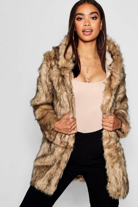 Boutique Hooded Faux Fur Coat