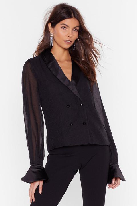 Womens Who Needs Lapels Satin Cropped Shirt