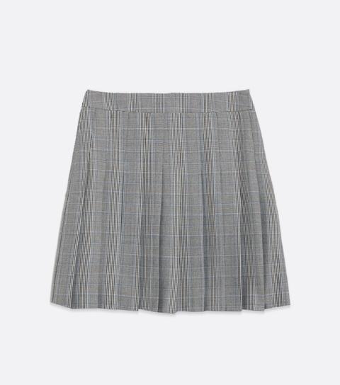 Girls Grey Check Pleated Skirt New Look