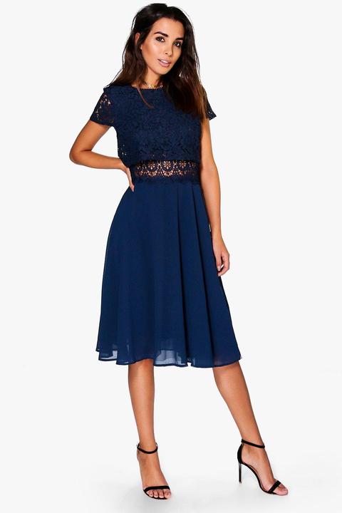 lace top chiffon skater dress