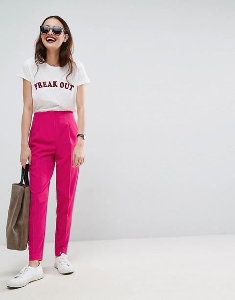 Asos - Pantaloni A Sigaretta Con Vita Alta - Rosa