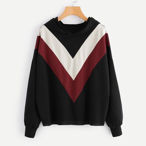 Felpa Con Cappuccio Di Blocco Di Colore