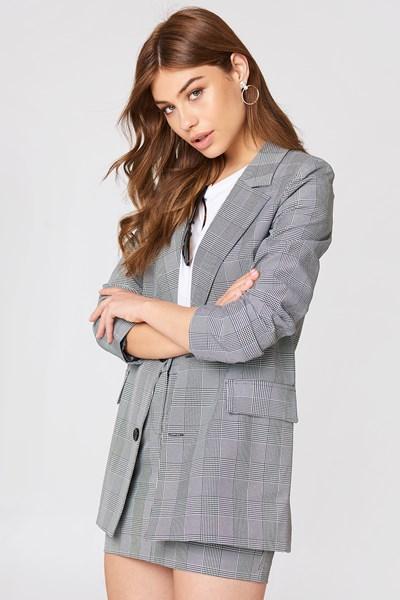 Trendyol Checkered Blazer - Grey,multicolor