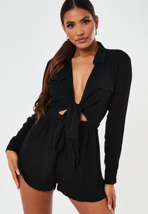 black long sleeve playsuit