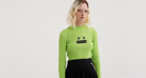 Lazy Oaf Neon Zippy Mouth Ls Knit