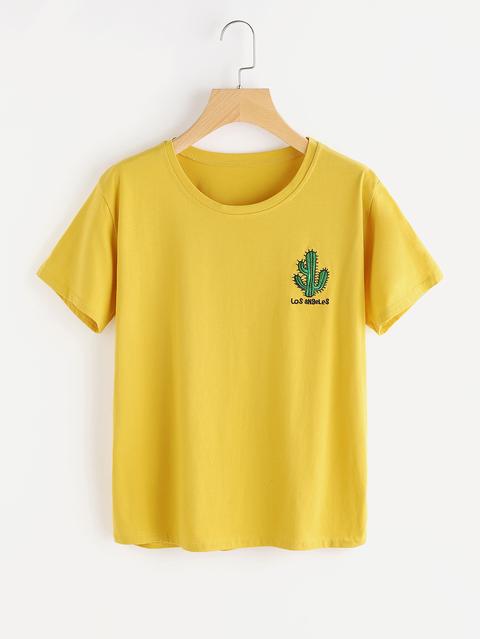 Cactus Embroidered Tee