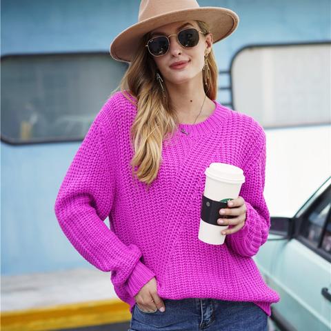 Solid Ribbed Knit Drop Shoulder Jumper from SheIn on 21 Buttons