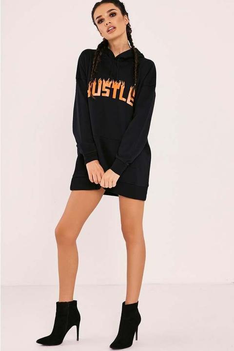 Sarah Ashcroft Black Hustle Flame Hoodie Dress