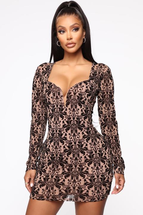 The Final Say Mini Dress - Taupe/black